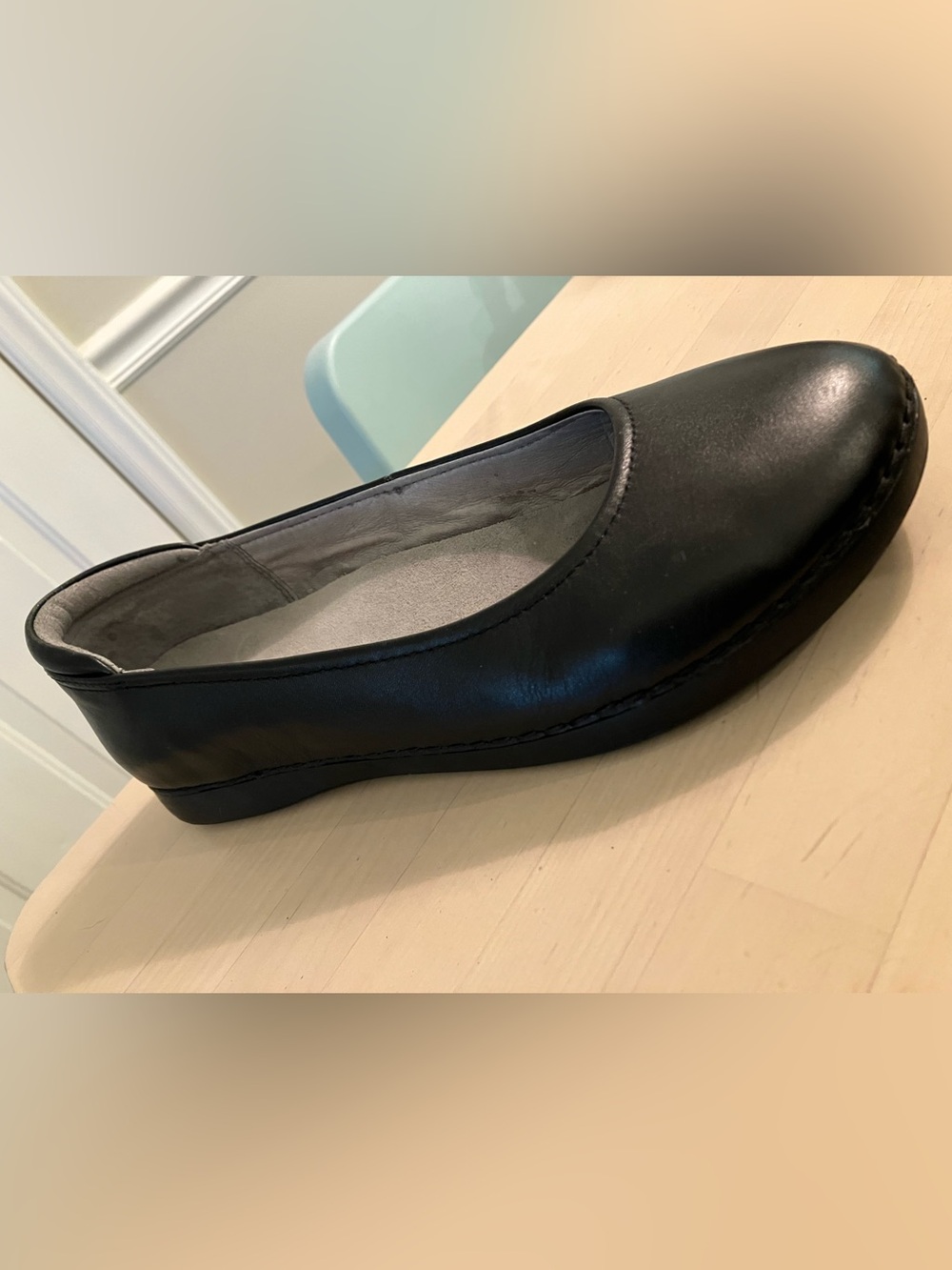 Alegria Classic Black Leather Slip-On Comfort Flat Sz 10 replaceable footbed